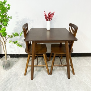 胡桃色实木双人吃饭桌子家用小户型，餐厅茶楼实木桌子正方形咖啡桌
