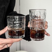 藤编玻璃杯高颜值ins风家用浮雕水杯套装咖啡冷饮杯创意喝水杯子