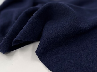 柔软垂坠微弹力深蓝色，100%wool针织羊毛，面料开衫半裙外套布料diy