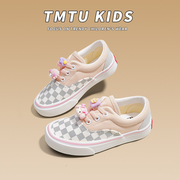 TMTU KIDS DIY联名款女童可爱一脚蹬帆布鞋秋冬款儿童软底板鞋子