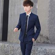 小个子男士西装青年155商务，休闲立领小码s春季韩版修身中山装套装