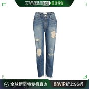 香港直邮motherdenim蓝色，做旧破洞磨破时尚直身牛仔裤女款1174