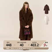 COMINO原创设计秋冬韩版复古学院风百搭双色羊羔毛西装领大衣外套