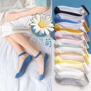 s8韩版短袜丝袜，女薄款小雏菊水晶袜浅口船袜透明隐形棉袜