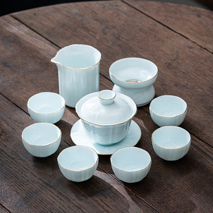 高端德化白瓷羊脂玉茶具套装家用盖碗客厅轻奢华茶杯陶瓷泡茶小套