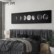 黑白工业风客厅装饰画月球，横幅餐厅挂画现代简约卧室床头壁画