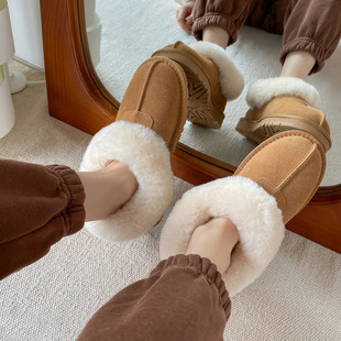 塔茨特雪地靴女冬季2023年皮毛一体加厚保暖厚底低帮短棉鞋