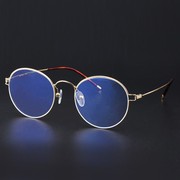 18k金全框眼镜架圆形复古眼镜框，私人定制黄金近视眼镜架男j-1180
