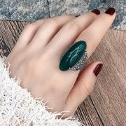 复古戒指女宫廷人造石头韩版简约个性镶钻冷淡风夸张食指指环装饰