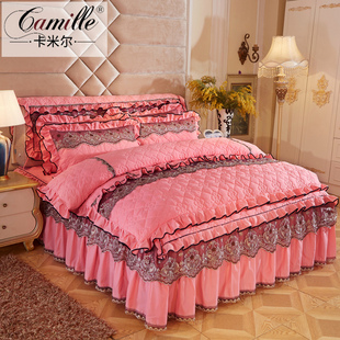 欧式蕾丝床裙四件套加厚床罩床盖，4件套夹棉被套床上用品1.5m1.8米