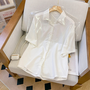 大牌捡漏外贸出口孤品短袖通勤韩版宽松衬衫学生白色上衣