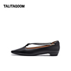 talitaqoom一脚蹬单鞋，2024春季绵软舒适打结条带羊皮平底鞋女