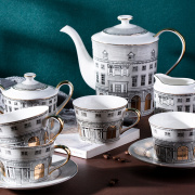 天鹅堡欧式骨瓷咖啡壶杯碟，组合英式下午茶，茶具套装11头咖啡套具