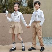 幼儿园园服春秋英伦风校服小学生班服长袖白衬衫儿童卡其长裤套装