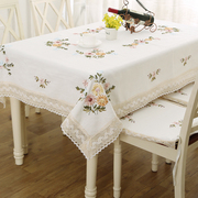 家用布艺餐桌布台布布艺田园，棉麻绣花茶几桌布，中式轻奢长方形盖巾