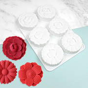 6连花形花朵月饼慕斯蛋糕，硅胶模具法式甜点烘焙模具果冻布丁模具