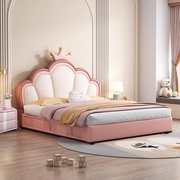 儿童床女孩公主床网红女生卧室床，粉红少女储物软包女童床实木
