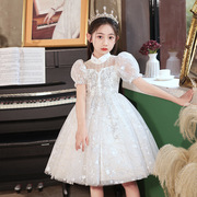 礼服小洋装连衣裙10岁女童纯白色，公主裙八周小女孩舞台走秀演出服