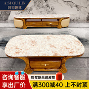 新中式进口乌金木大理石茶几电视柜组合别墅客厅家用实木茶几桌子