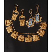 Askew London埃及系列铜镀24k金项链耳环套装中古董艺术珠宝