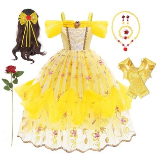 六一儿童节表演服女童贝儿公主，裙子美女与野兽蓬蓬连衣裙生日礼服