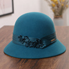 帽子女士秋冬羊毛呢毡帽优雅花朵名媛礼帽英伦，复古保暖盆帽渔夫帽