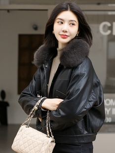 小个子加绒加厚皮衣外套女2023年秋冬季韩版休闲pu皮夹克棉衣