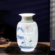 浮雕景德镇陶瓷花瓶手绘冬瓜，瓶瓷器中式家居客厅玄关摆件装饰
