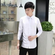 春秋男式衬衫白色，韩版商务修身工作服职业装长袖，衬衣男直供