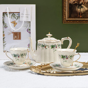 陶瓷咖啡杯碟水壶套装配勺英式精致下午茶茶具欧式花茶杯水壶套装