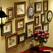 欧式奢华实木照片墙美式客厅沙发背景墙装饰画复古鹿头相框挂墙画
