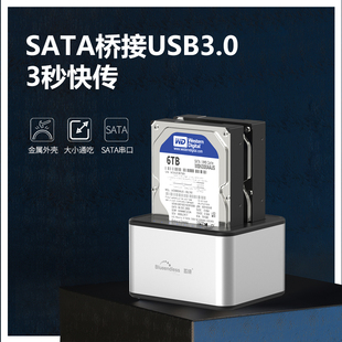 蓝硕 2.5/3.5英寸双硬盘座通用双盘位插座USB3.0移动硬盘盒子SATA