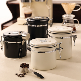 咖啡豆保存罐咖啡粉奶粉密封罐，单向排气养豆收纳储存罐子大号创意