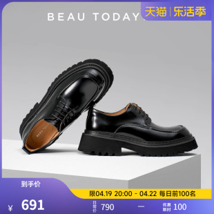 beautoday黄宗泽(黄宗泽)同款大头，德比鞋男士高级感厚底，增高休闲皮鞋男款