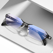 超轻纯钛变色防蓝光，无框近视眼镜男可配有度数，防雾辐射护目眼镜架