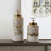 新古典陶瓷罐摆件现代北欧轻奢瓷器工艺品样板房卧室软装饰品摆设