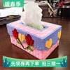 手工立体绣抽纸巾盒3D十字绣毛线绣两朵玫瑰长方形收纳盒