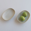 ls日式餐具手工粗陶餐盘，家用陶瓷复古风纯色盘子椭圆水果盘