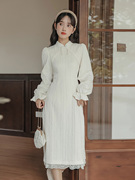 民国小洋装新中式旗袍连衣裙伴娘服礼服可以穿着上班的汉服秋冬款