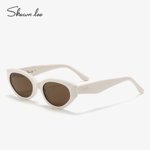 shawnlee白色猫眼墨镜女复古欧美潮酷高级太阳镜，眼镜防紫外线
