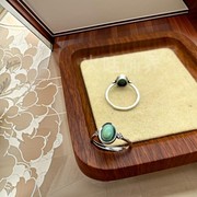 天然绿松石s925纯银戒指，素圈新中式食指戒轻奢，高级感时尚可调节