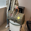 大包女大容量出差旅游军绿色涂鸦旅行包登机行李，包手提包印花帆布