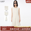 品质醋酸LILY2023秋季直筒法式气质无袖连衣裙白色裙子女