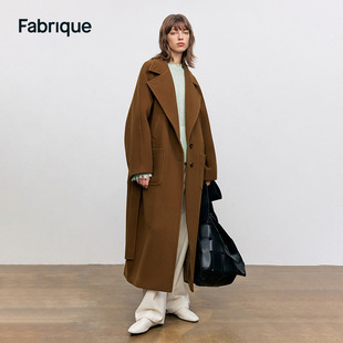 Fabrique热可可大衣赫本风斜纹羊毛大衣女中长款外套秋冬