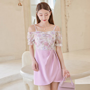 衣阁里拉夏季粉紫色小个子吊带连衣裙洋装小礼服裙通勤潮流款