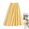 时髦 夏季法式赫本风黄色半身裙女高腰显瘦a字裙松紧腰中长款伞裙