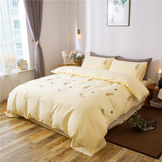 床上用品被套四件套全棉纯棉北欧床单式双人刺绣花1.5 1.8 2.0m