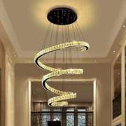 餐厅水晶吊灯现代简约复式楼梯酒店别墅大厅水晶灯圆环形创意