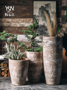 北欧复古做旧干花摆件陶瓷，绿植水培陶罐大口径，室内植物花盆花瓶