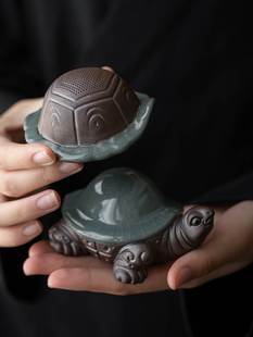 创意紫砂乌龟茶宠摆件可养开片哥窑茶漏茶桌茶台茶具茶玩装饰